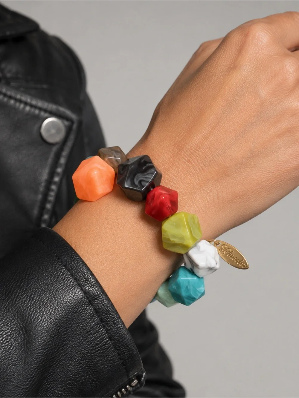 NWT Plunder Ruthie Rainbow Acrylic Stretch Bracelet